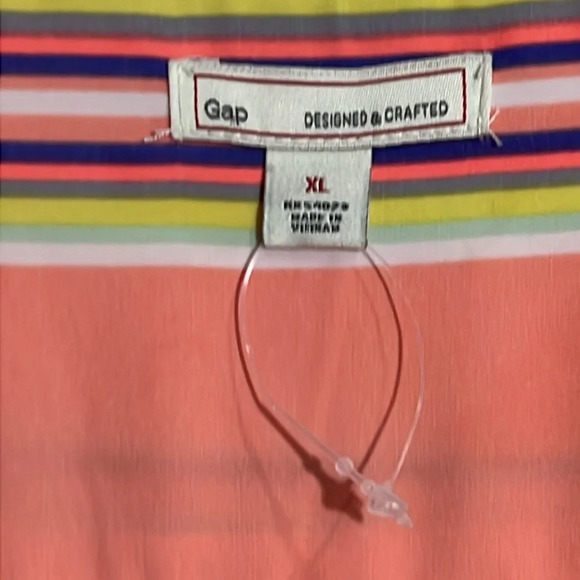 Gap Women's XL Pink Multicolor Striped V-Neck Tunic Long Sleeve Blouse NWOT - Picture 4 of 4